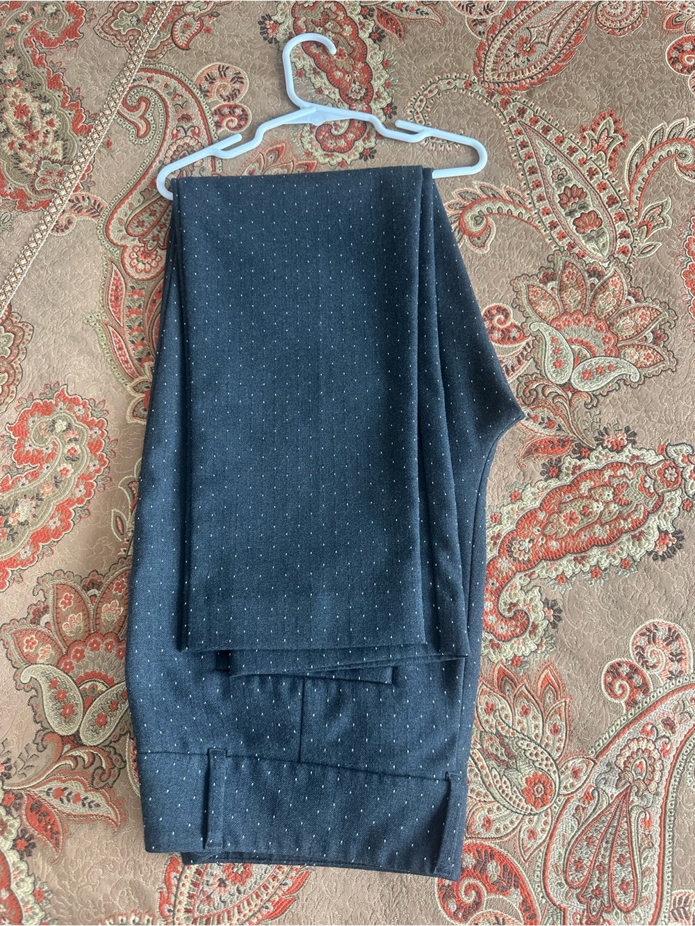 LOFT Navy Pin Dot Cropped Pants
